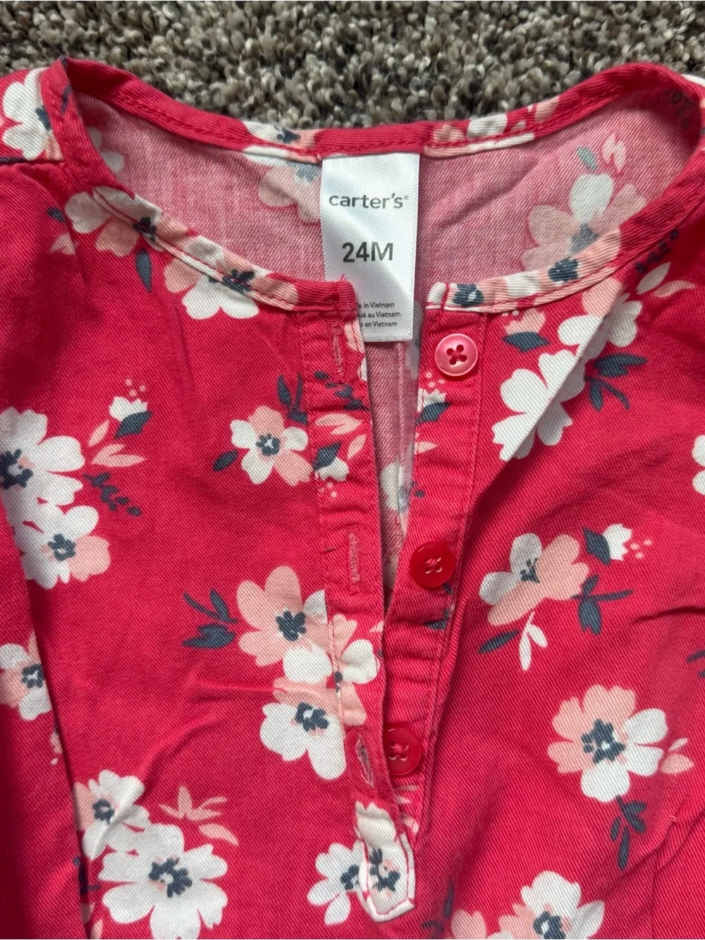 Carter's Bright Pink Floral Bubble Romper